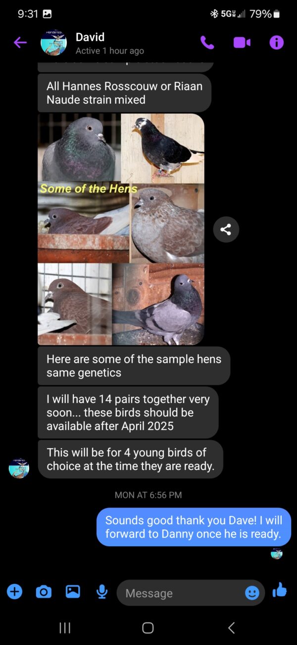 A text message with several birds in it.