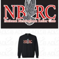 A black sweatshirt with an eagle and nbrc logo.