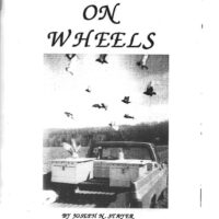 A black and white photo of a truck with birds flying overhead.