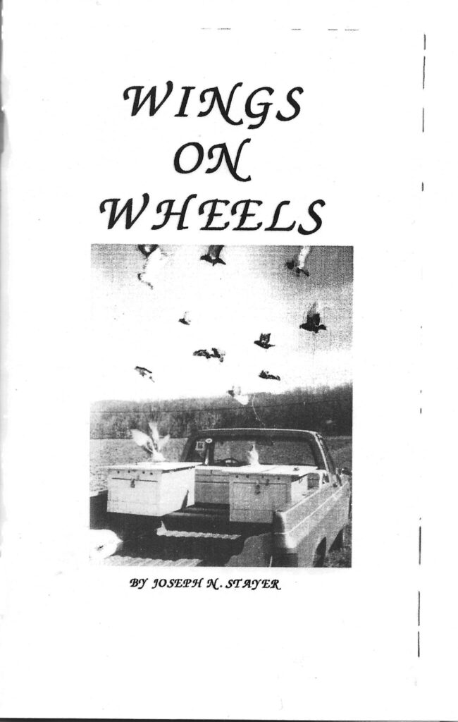 A black and white photo of a truck with birds flying overhead.